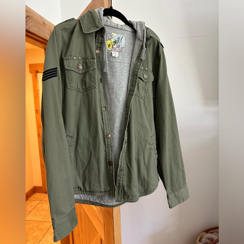 O'Neill Green and Gray Utility Jacket Lightweight Casual